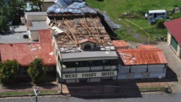 Cooktown's West Coast Hotel shows the effects of Cyclone Ita.