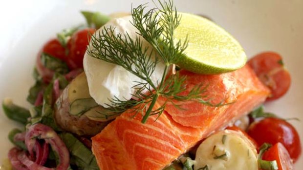 Baffi and Mo Cafe in Redfern: Nocoise salad with hot smoked ocean trout.