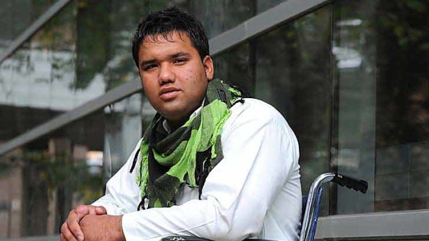 Afhgani Soraj Ghulam Habib lost both his legs as a child when he kicked a bright-yellow box that turned out to be a cluster bomb.