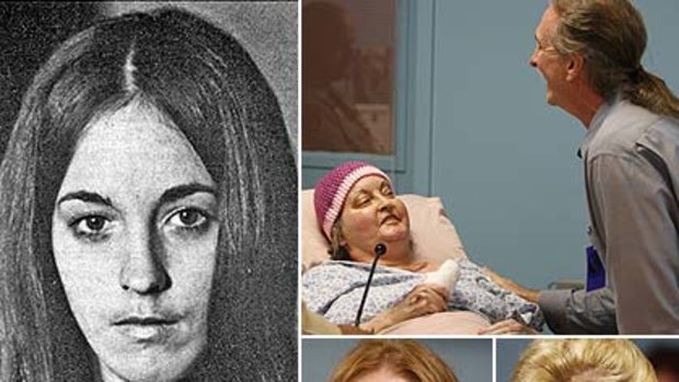Susan Atkins, left, as she was when arrested for seven murders and, top right, as she was at the parole hearing. Bottom centre is Sharon Tate's sister Debra and Margaret DiMaria, sister of slain Manson victim Jay Sebring.