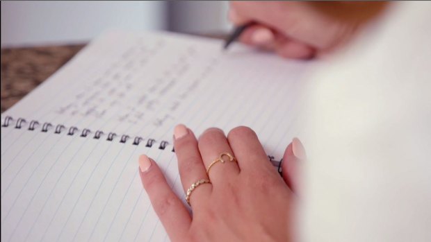 A bad omen? Nadia writing her vows to Anthony on Married At First Sight.