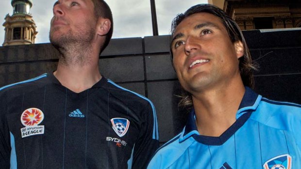 Nice one &#8230; Nicky Carle in Sydney FC's new home strip.
