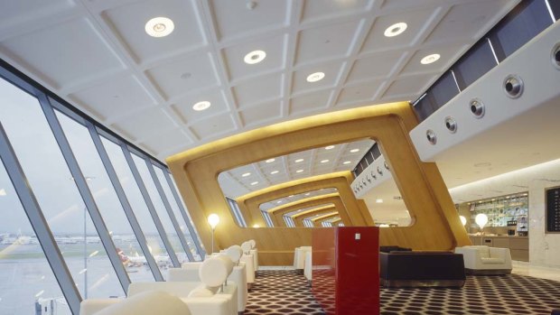 The impressive architecture of Qantas's first class lounge in Sydney.