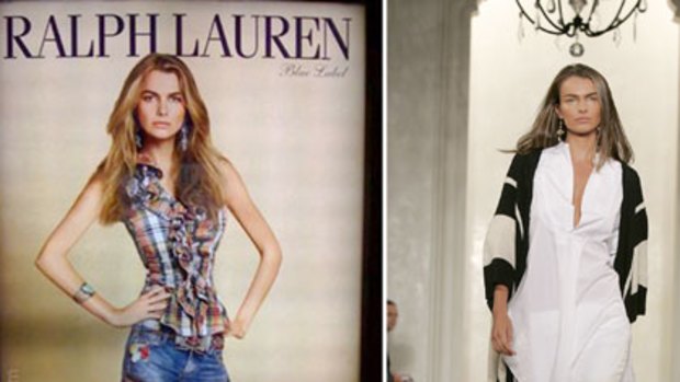 Disclaimer required? ... Ralph Lauren's digital diminishment of model Filippa Hamilton, left, and the real life version.