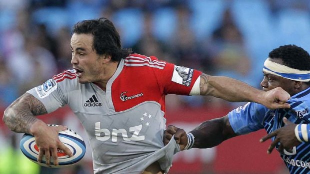 Snagged &#8230; Zac Guildford of the Crusaders tries to break through the Bulls' defence in Pretoria during his team's 32-30 defeat. The game was marred by allegations of eye-gouging from two South African players that led the referee to put the incidents on report.