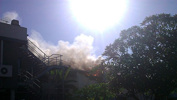 The fire on Caxton Street yesterday afternoon in this photo taken by a brisbanetimes.com.au reader.