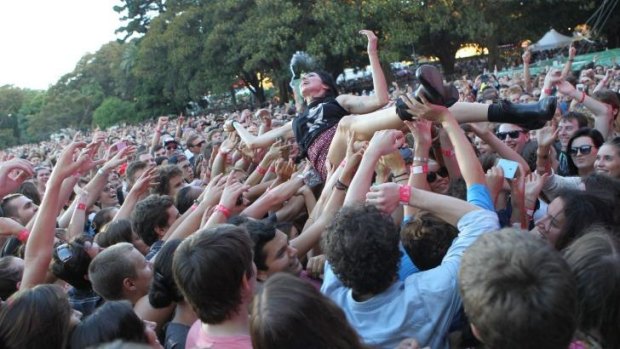 Adalita crowd surfs while performing with You Am I.