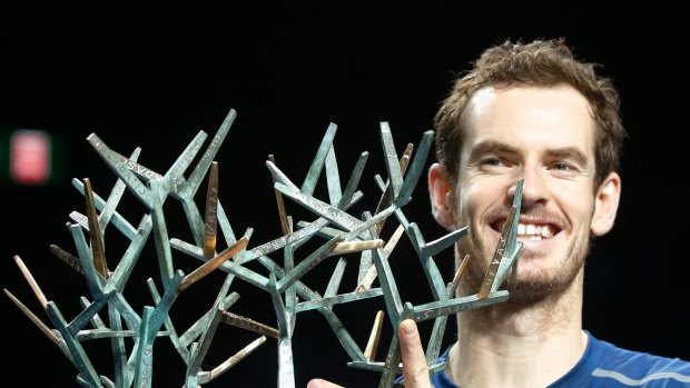 Andy Murray with the Paris Masters trophy.