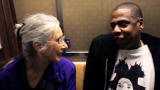 "Are you famous?" ... Ellen Grossman and Jay-Z.