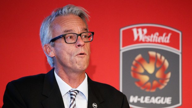 Standing firm: David Gallop, pictured at the launch of the W-League season in October.