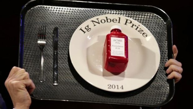 The 2014 Ig Nobel Prize trophy.