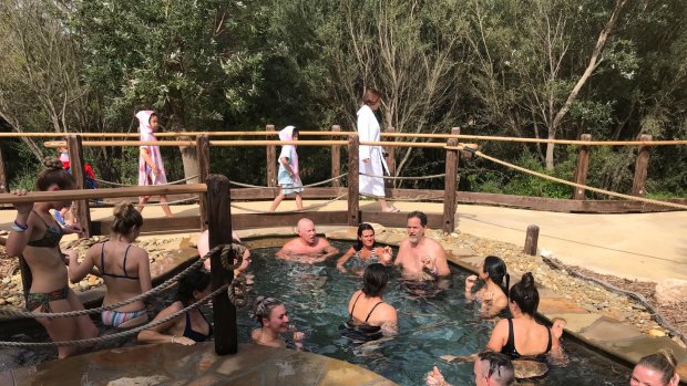 Dr Marc Cohen chilling out in the cold plunge pool at Peninsula Hot Springs.

