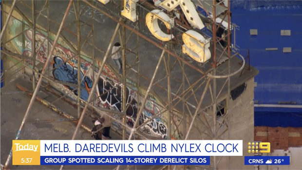 Teenagers filmed scaling Melbourne's 14-storey Nylex Clock