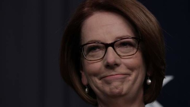 Facing two opposition leaders ... Prime Minister Julia Gillard.