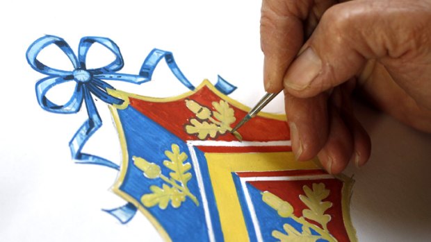 New Coat of Arms ... Robert Parsons, sketches the Middleton family crest at the College of Arms in London.