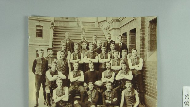 Melbourne Football Club team photo, 1900. A Demons jumper,  worn in the 1900 Grand Final by Austin '‘Goosey’' Lewis, is expected to fetch more than $10,000 at auction. 
