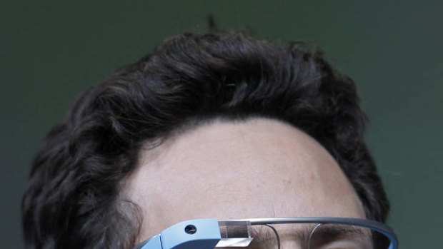 Looking to the future ... Google co-founder Sergey Brin models the wearable computer.