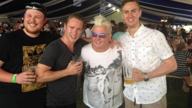 Geelong mayor Darryn Lyons at Geelong Oktoberfest on 10/10/15 wearing T-shirt showing naked woman.