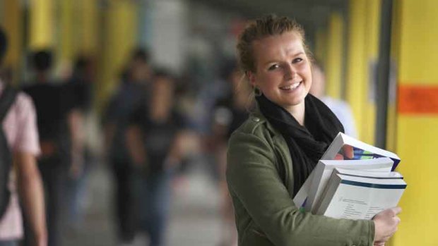 Second-year business student Mairead O'Brien saves money by not buying textbooks.
