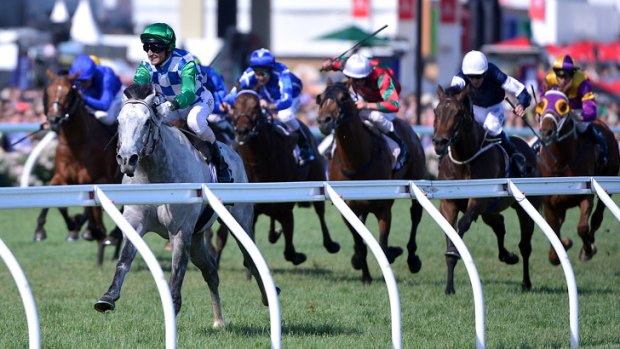 Easy rider &#8230; Glen Boss shows that winners are grinners as Puissance De Lune races away to score a stunning win in the Queen Elizabeth Stakes on Saturday.