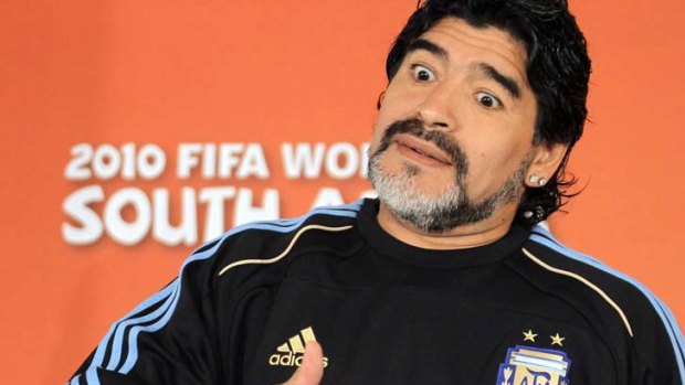 Living legend ... Diego Maradona is coming to Sydney.