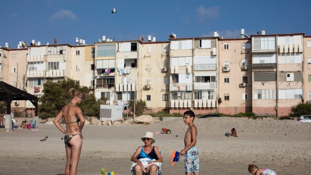 Beachgoers near the northern Israeli city of Haifa.