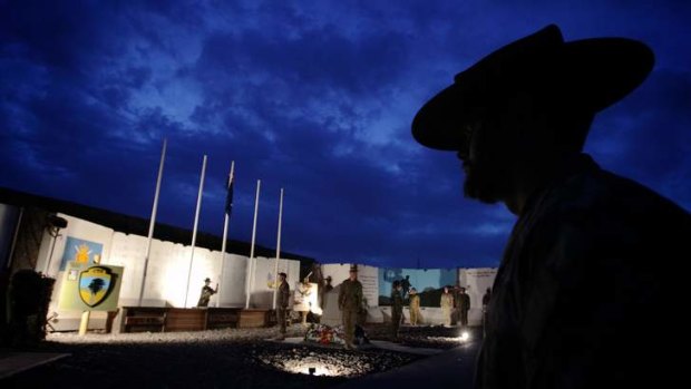 Anzac Day dawn service at Multinational Base Tarin Kowt, in Afghanistan.