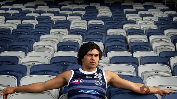 On the bench: Geelong footballer Allen Christensen.