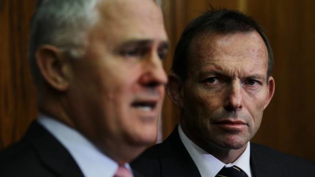 Tony Abbott (right) reiterated that he had been comfortable with Malcolm Turnbull's speech.