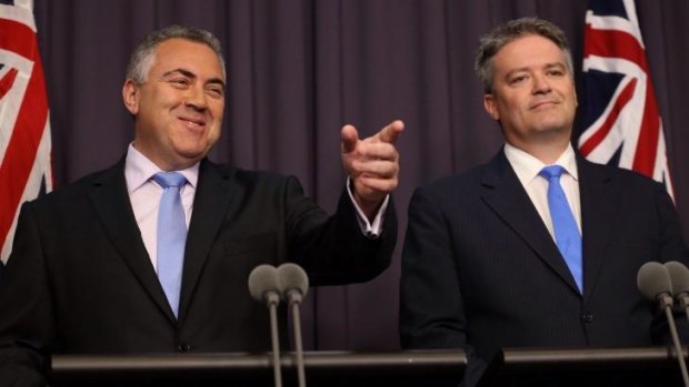 Treasurer Joe Hockey and Finance Minister Mathias Cormann.