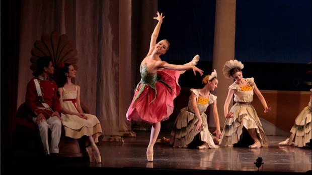 Queensland's Bianca Bulle performing as the Rose in the Los Angeles' Ballet production of The Nutcracker.