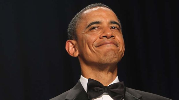 And now for the really serious issues ... Barack Obama at the White House Correspondents' Association annual dinner.