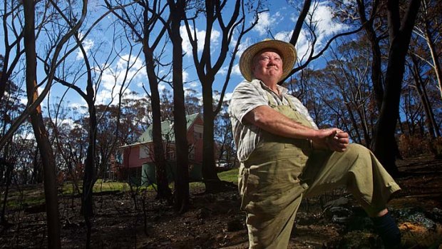 Taking stock: Paul Fosse in bushland on his Dargan property, which is just starting to recover from last month's bushfires.