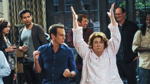 Will Arnett (Nathan) and Margo Martindale (Carol) express themselves in <i>The Millers</i>.