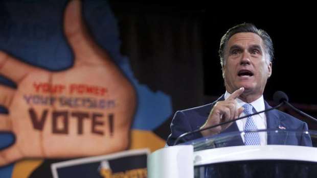 Republican presidential candidate Mitt Romney speaks at the NAACP convention in Houston.