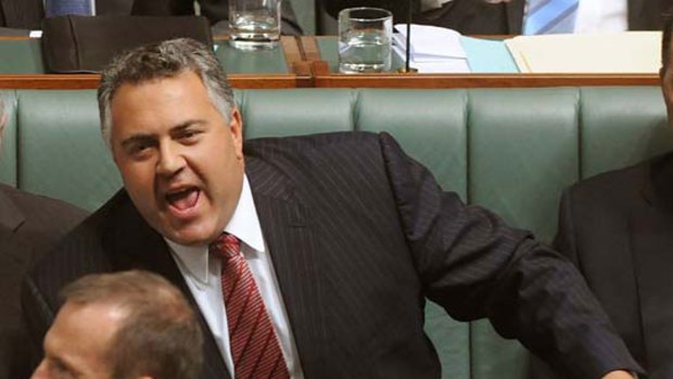 Pulling all the right levers ...  the shadow treasurer, Joe Hockey, in question time yesterday.