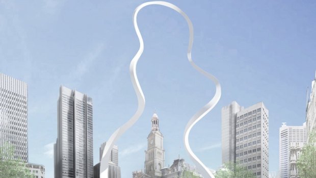 Junya Ishigami's original design for <i>Cloud Arch</i>. Sydney's extraordinarily complex subterranean conditions meant it had to be reworked.