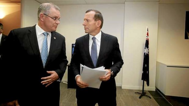 AFP spending increase: Shadow Immigration Minister Scott Morrison with Opposition Leader Tony Abbott.