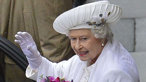 Diamond Jubilee ... the Queen waves to the crowd.