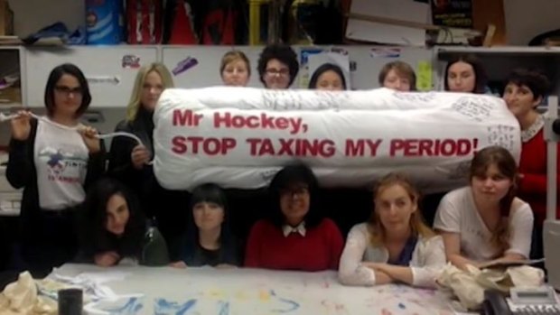 "Stop taxing my period": A video questioner poses her question in a manner that stopped the treasurer in his tracks.