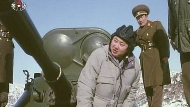 'Genius of genuises' ... North Korea's new leader Kim Jong-un inspects an armoured vehicle.