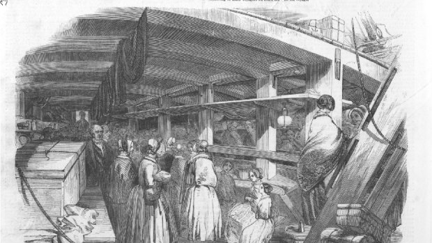 Below decks of the Culloden from the Illustrated London News, 17 August 1850.