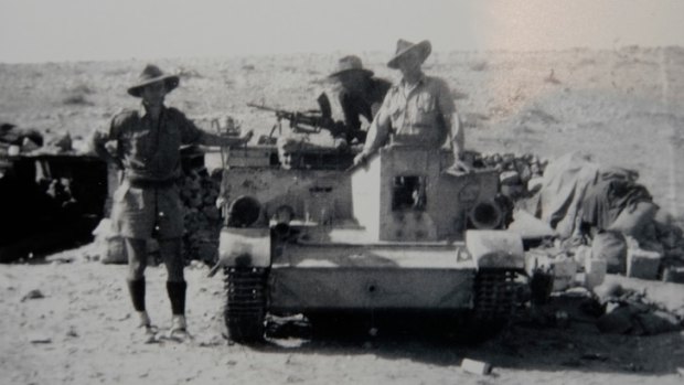 Caple as a Bren gun carrier crew member at Tobruk.
