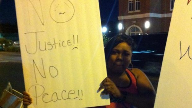 Iesha Owens has been protesting each day since the police shooting of Michael Brown.
