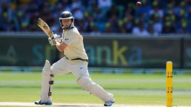 Perseverance: Australian opener Chris Rogers on his way to a century on day four.