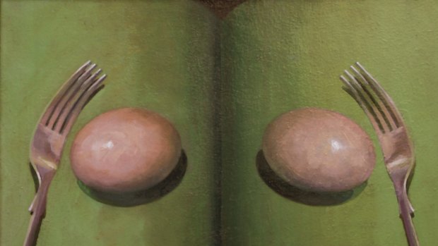 Meg Williams, <i>Still life with eggs</i>, Oil on canvas, 35.5 x 45.5cm, 2015, courtesy the artist and MARS Gallery.