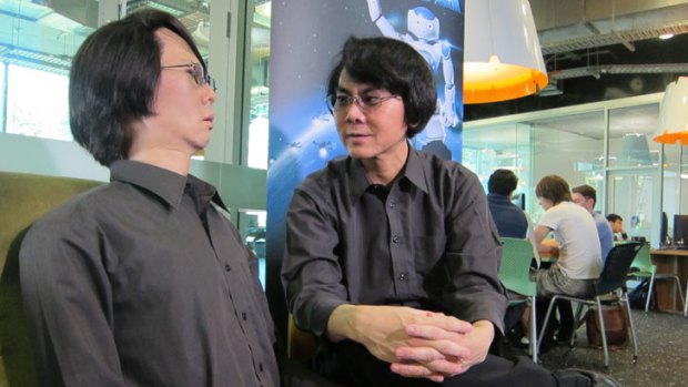 Professor Hiroshi Ishiguro with his robot twin.