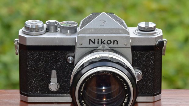 A classic Nikon SLR camera from the '50s.