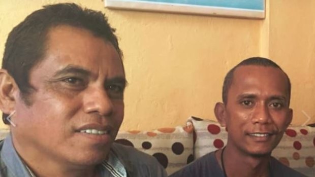 East Timorese journalists Lourenco Vicente, left, and Raimundos Oki, right.