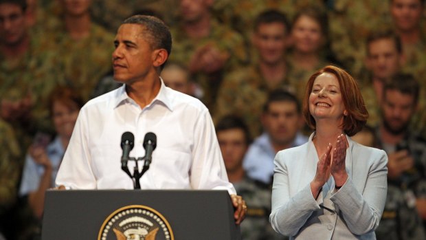 President Obama at RAAF Darwin with Prime Minister Julia Gillard on November 17. 